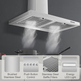 30-inch Wall Mount Range Hood 450CFM - Stainless Steel Kitchen Vent Hood, Ultra Quiet 55dB, Ducted/Ductless Convertible, 3-Speed + LED Light,... image 4
