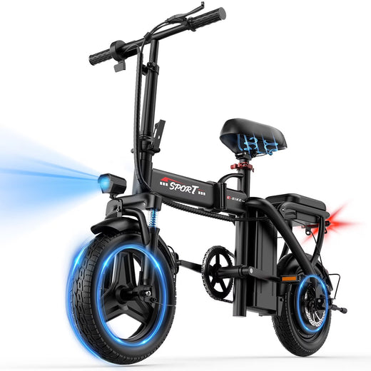 ASKGO Z6 14 in Electric Bike 1200W Motor, 48V/10AH E-Mountain Bike,Folding Electric Bicycle for Adult with Two Seats UL2849,Unisex,Pedal-Assist