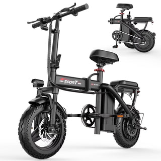 14 in Electric Bike with Dual Front Suspension 500W Folding Ebike, Up to 25Miles 20MPH, 48V Removable Lithium-Battery, 14 in Foldable Commuting...