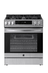 Kenmore 22-76853 5.6 cu. ft. Front-Control 5 Burner True Convection Gas Range with Oven, Large Window, Three Oven Racks, Dishwasher Safe Cast Iron...