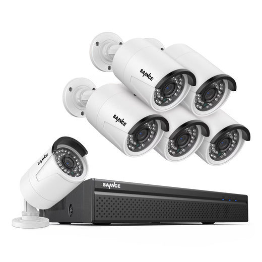 SANNCE 8CH 5MP Poe Home Security Camera System,2MP 8CH Poe NVR, 6pcs 1080P Outdoor Poe Cameras,No Hard Drive