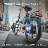 AIRWEST 20 in Foldable Electric Bike for Adults, Compact Commuter eBike with 500W Motor 750W Peak, Removable 48V 7.8Ah Battery, 50 Miles PAS... image 2
