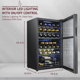 Schmecke Wine Fridge, Dual Freestanding Wine Refrigerator, 33 Bottle Wine Cooler image 4