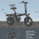 14 in Electric Bike with Dual Front Suspension 500W Folding Ebike, Up to 25Miles 20MPH, 48V Removable Lithium-Battery, 14 in Foldable Commuting... image 6