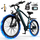26 in Electric Bike for Adult,400W Motor,Top Speed 25MPH,40Miles Long Range,City Commuting E-bicycle With Front Fork Suspension, Dual Disc Brakes