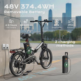 AIRWEST 20 in Foldable Electric Bike for Adults, Compact Commuter eBike with 500W Motor 750W Peak, Removable 48V 7.8Ah Battery, 50 Miles PAS... image 3
