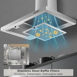 30-inch Wall Mount Range Hood 450CFM - Stainless Steel Kitchen Vent Hood, Ultra Quiet 55dB, Ducted/Ductless Convertible, 3-Speed + LED Light,... image 3