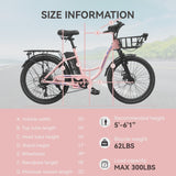24 Inch Cruiser Electric Bike, E-Bike for Adults, Ebike with 36V 10.4AH Removable Battery, Step Through Ebike for Women Men,City Electric... image 4