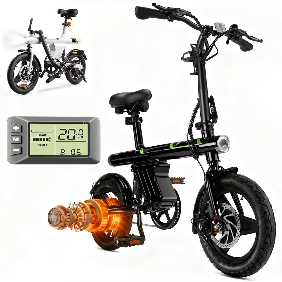 14 in Electric Bike for Adults,500W Folding E-Bike,Electric Commuter Mini Bikes,Electric Bicycles with 36V Removable Battery,Black