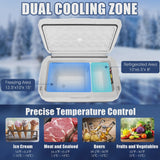 Costway 53 qt Wheeled Corded Electric Dual-Zone Portable Car Refrigerator, White image 4