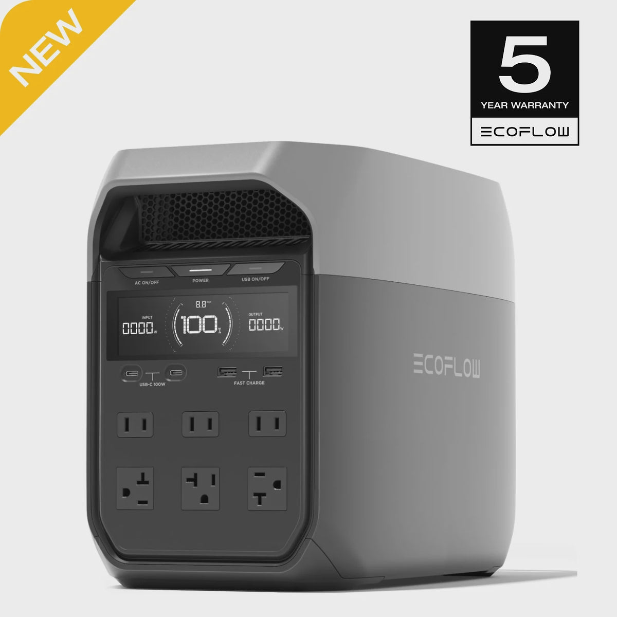 EF EcoFlow DELTA 3 Portable Power Station, Full Charge in 43 Min, 1024Wh LiFePO4 Battery, 1800W AC/100W USB-C Output, Solar Generator(Solar Panel...