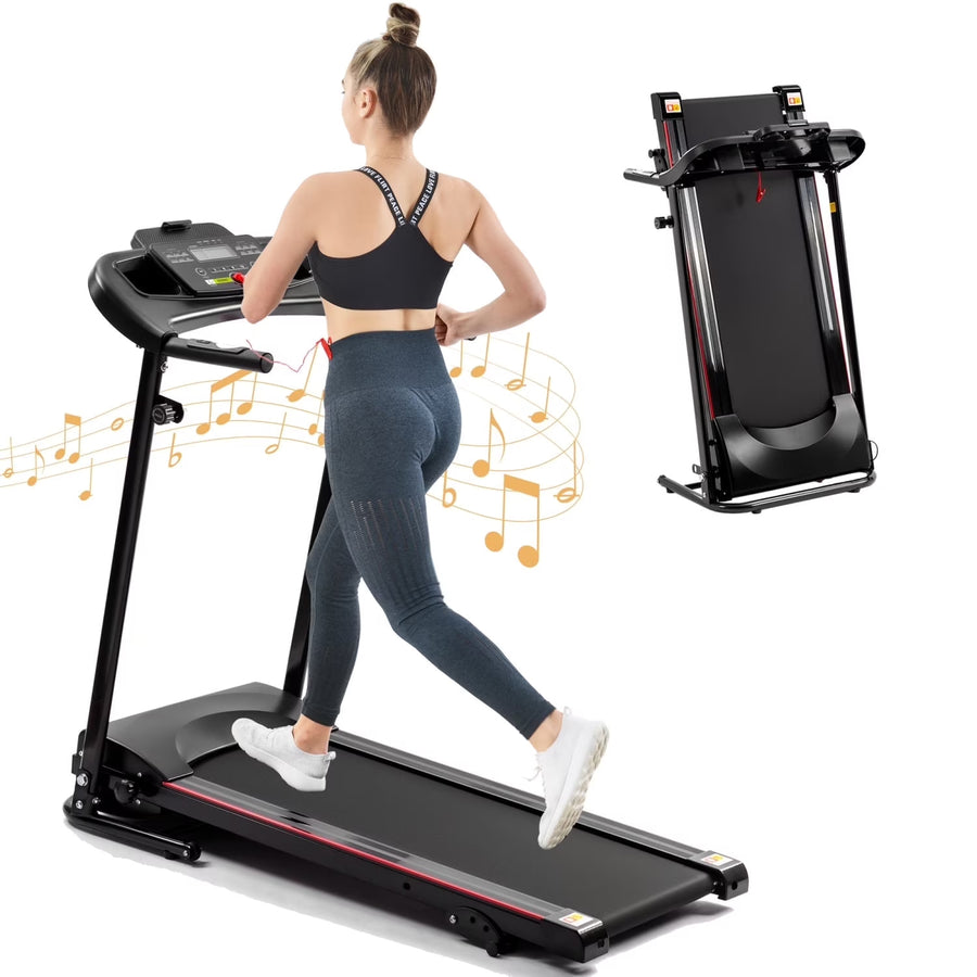 2.5HP Folding Treadmill with Incline, Electric Folding Treadmill for Walking Treadmill Machine 5 in LCD Screen 250 LB Capacity MP3