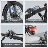 AIRWEST 20 in Foldable Electric Bike for Adults, Compact Commuter eBike with 500W Motor 750W Peak, Removable 48V 7.8Ah Battery, 50 Miles PAS... image 6