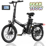 AIRWEST 20 in Foldable Electric Bike for Adults, Compact Commuter eBike with 500W Motor 750W Peak, Removable 48V 7.8Ah Battery, 50 Miles PAS...