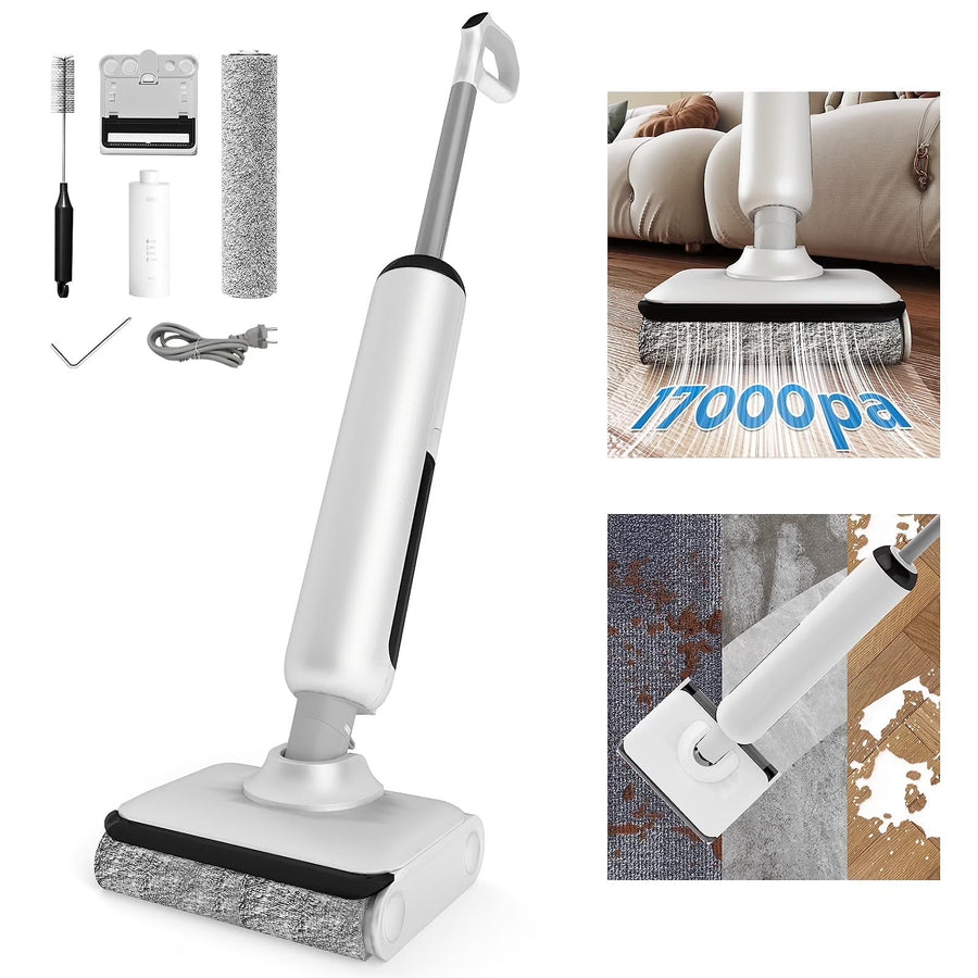 HABIUBIU Vacuum Mop All in One, Wet Dry Vacuum Cleaner, Cordless Cleaner Machine for Tile Hardwood Floor, Self Cleaning Electric Mop with 180 Lie-Flat