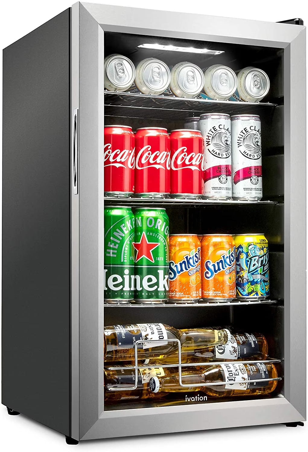 Ivation 101-Bottle Wine Cellar, Freestanding Mini Fridge - Stainless Steel