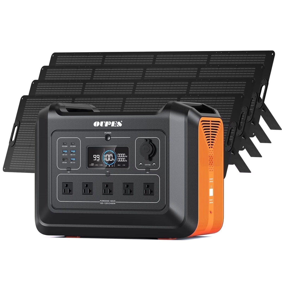 OUPES 2400W 2232Wh Portable Power Station with 4x240W Solar Panel,Solar Generator for Outdoor Camping,Home Backup,Emergency,RV
