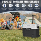 Costway 53 qt Wheeled Corded Electric Dual-Zone Portable Car Refrigerator, White image 2
