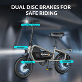 5TH WHEEL 14 in Electric Bike for Adults with 650W Peak Motor Electric Bicycle, 36V 7.8Ah Battery Ebike, UL2849 image 5