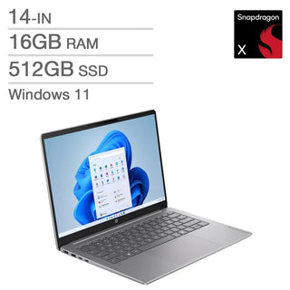 HP OmniBook 3 Next Gen AI Copilot+ PC 14-in Laptop, Snapdragon X X1-26-100 - 16GB RAM, 512GB SSD, Qualcomm Adreno