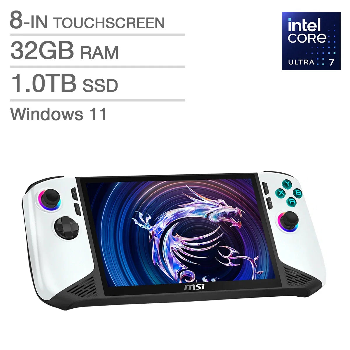 MSI CLAW 8 AI+ A2VM Polar Tempest Edition 8-in Touchscreen Handheld Gaming Computer, Intel Core Ultra 7 258V - 32GB RAM, 1TB SSD, Intel Arc product image 1