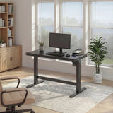 Tresanti Tessa 119.4 cm (47 in.) Adjustable Height Desk with LED Lighting, Black product image 1